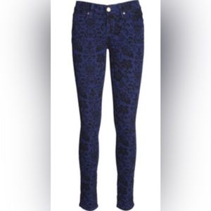 PAIGE - VERDUGO ULTRA SKINNY MID RISE 
BLUE AND BLACK FLORAL PRINT